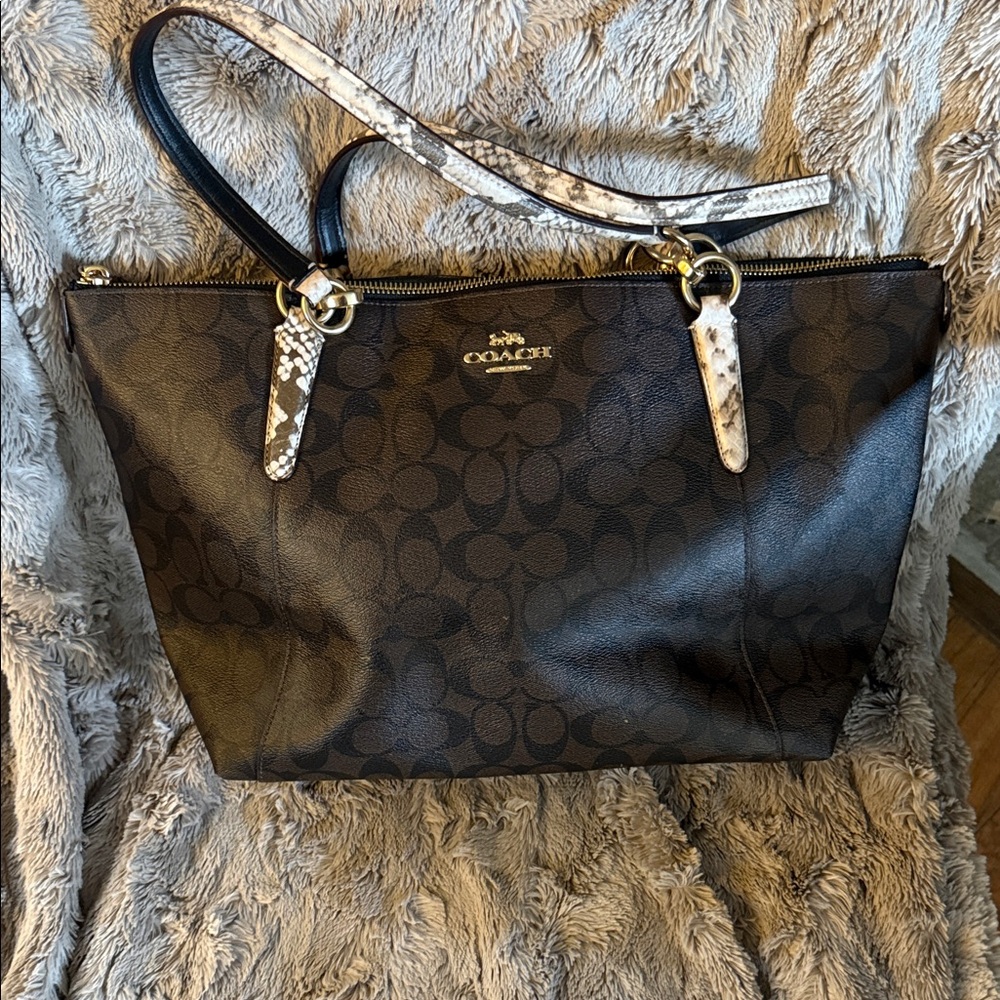 Coach Black and Brown Signature Tote